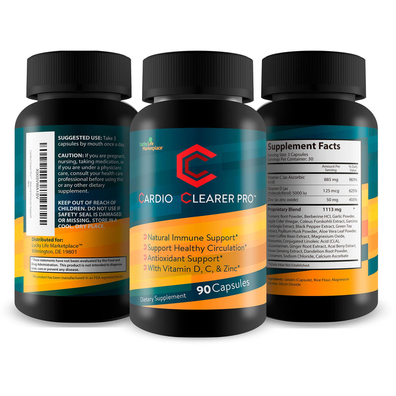 CC Cardio Clearer Pro - Natural Circulatory Health Support - Promote Healthy Blood Flow with Circulation Supplements - Vitamin C, Turmeric Curcumin, Garlic, Ginger - Support Cardiovascular Health