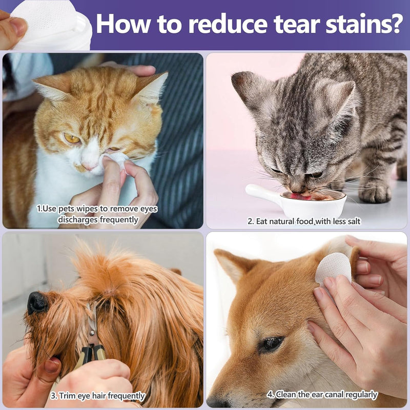 Dog Eye Wipes, 130 Count Universal Cat and Dog Tear Stain Remover Wipes, Hypoallergenic Natural Grooming Wipes for Pets Eyes Ears Nose - BeesActive Australia