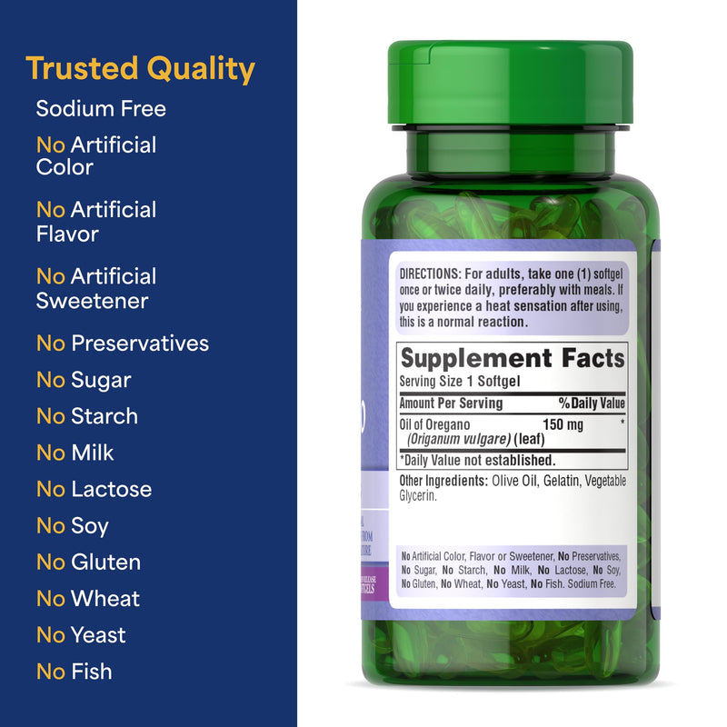 Puritan's Pride Oil of Oregano 150mg, Traditional Herbal Immune Support, 180 Rapid Release Softgels, Pack of 2 360 count
