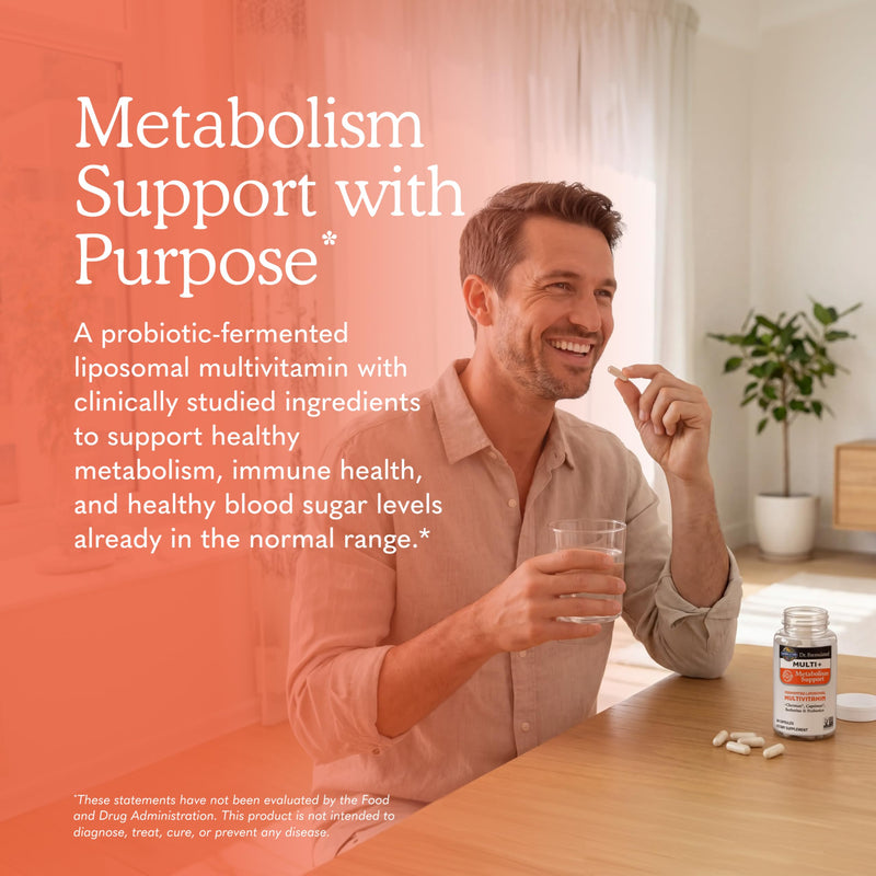 Garden of Life Dr. Formulated Multi+ Metabolism Support - Fermented Liposomal Multivitamin + Chromax, Capsimax, Berberine & Probiotics - 30 Capsules