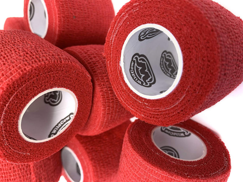 2" Red Vet Wrap Tape Bulk, 12 Pack Cohesive Bandage Wraps, Self Adherent Grip Rolls - Solid Colors 2 Inch - BeesActive Australia