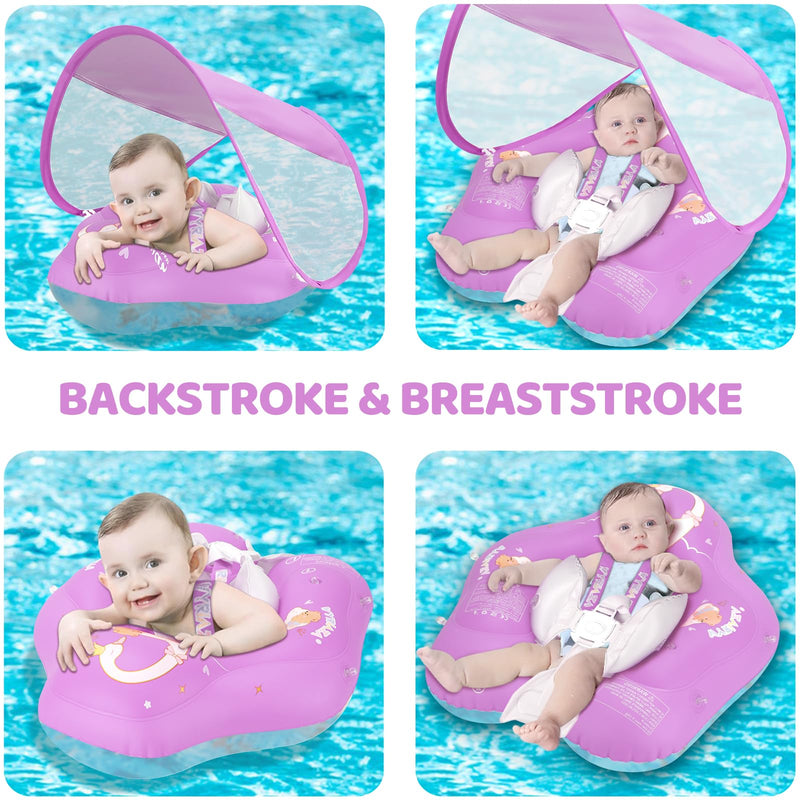 LOOWARTS Baby Float with Canopy,Infant Pool Float with Safety Seat,Baby Swimming Float & Swim Float & Water Float UPF50+ UV Protection for Toddler from 3 to 36 Months (S:3-12 Month/L:6-36 Month) Small (3-12 month) - BeesActive Australia