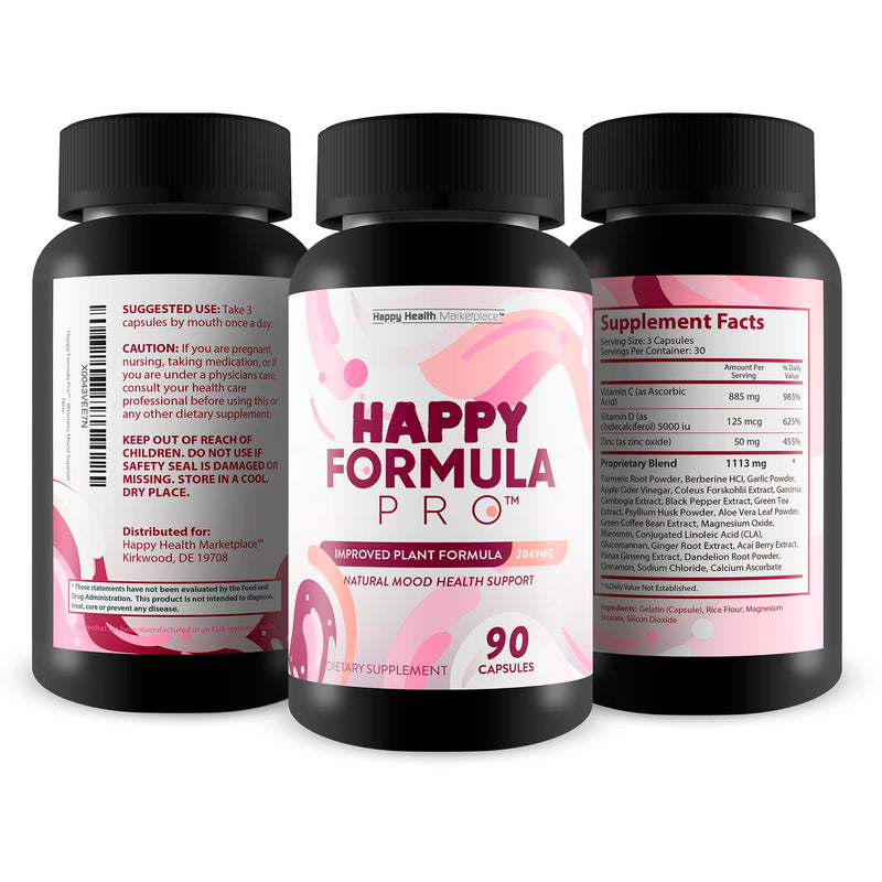 Happy Formula Pro - Our Best Happy Pills Vitamin D Mood Support Supplement - Happpy Supplements Natural Mood Support Supplements for Women, Mood Support Supplements for Men - Postpartum Mood Support