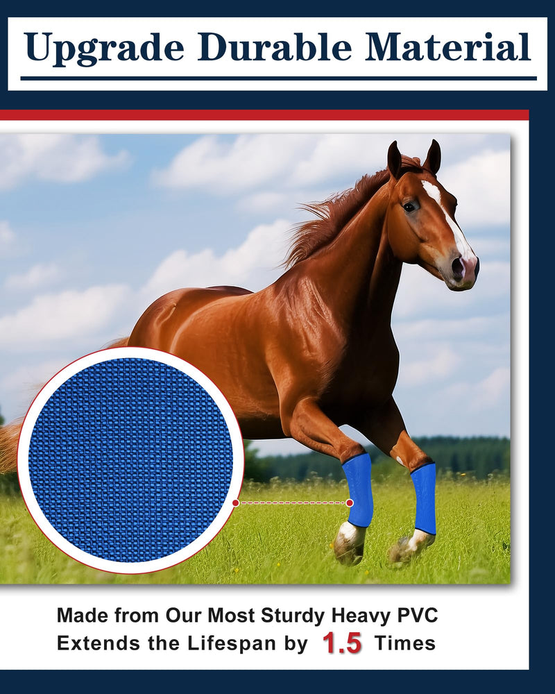 Fly Boots for Horses Set of 4 Legs Universal Size Breathable PVC Equine Fly Boots Horse leggings - Reduce Stomping & Hoof Damage and Protect Pony & Donkey (Blue) Blue - BeesActive Australia