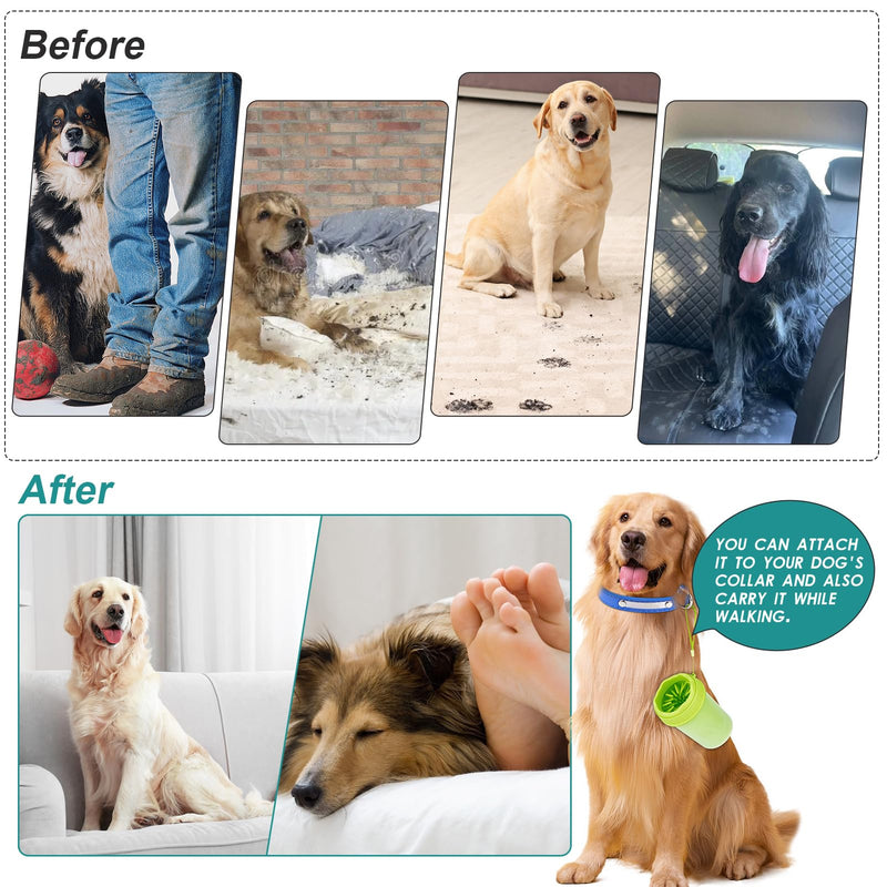 Dog Paw Cleaner Cup, Dog Foot Washer, Muddy Paw Cleaner, Mud Buster Dog Paw Cleaner, Portable Silicone Bristles Cleaning Brush. A Great Gift, Free Bath Brush - Medium, Green - BeesActive Australia