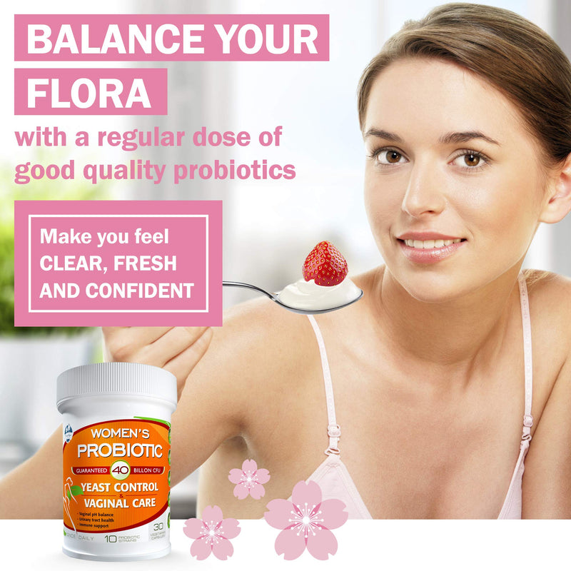 Probiotics for Women, 40 Billion CFU, 10 Strains for Yeast Control, Vaginal and Urinary Tract Health, Non Refrigerated Daily Probiotic Supplement