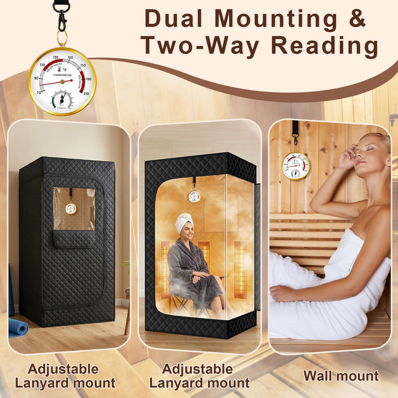 2 Pcs Sauna Thermometer and Hygrometer, Timer, Upgraded Lanyard-Mounted for Portable Steam Sauna Box, Ideal for Infrared/Indoor/Home Use, Essential Accessory and Gift for Enthusiasts - BeesActive Australia