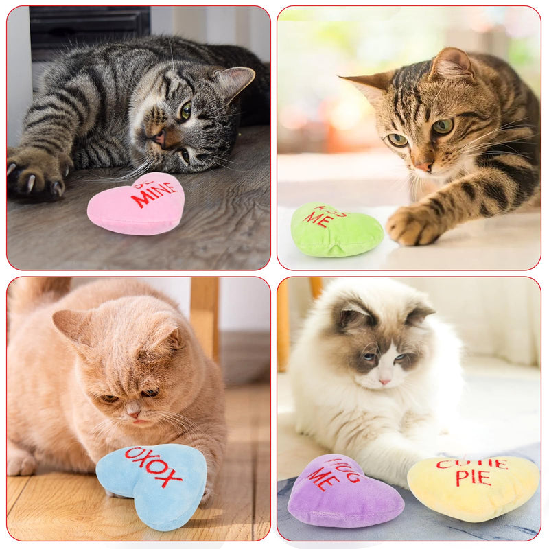 FOIMAS 5pcs Heart Catnip Toys,Valentine's Day Teething Chew Catnip Plush Toys for Valentine's Day Pet Presents Relieve Stress Cat Lovers Gifts Kitty Toys Cat Teething Chew Toy - BeesActive Australia
