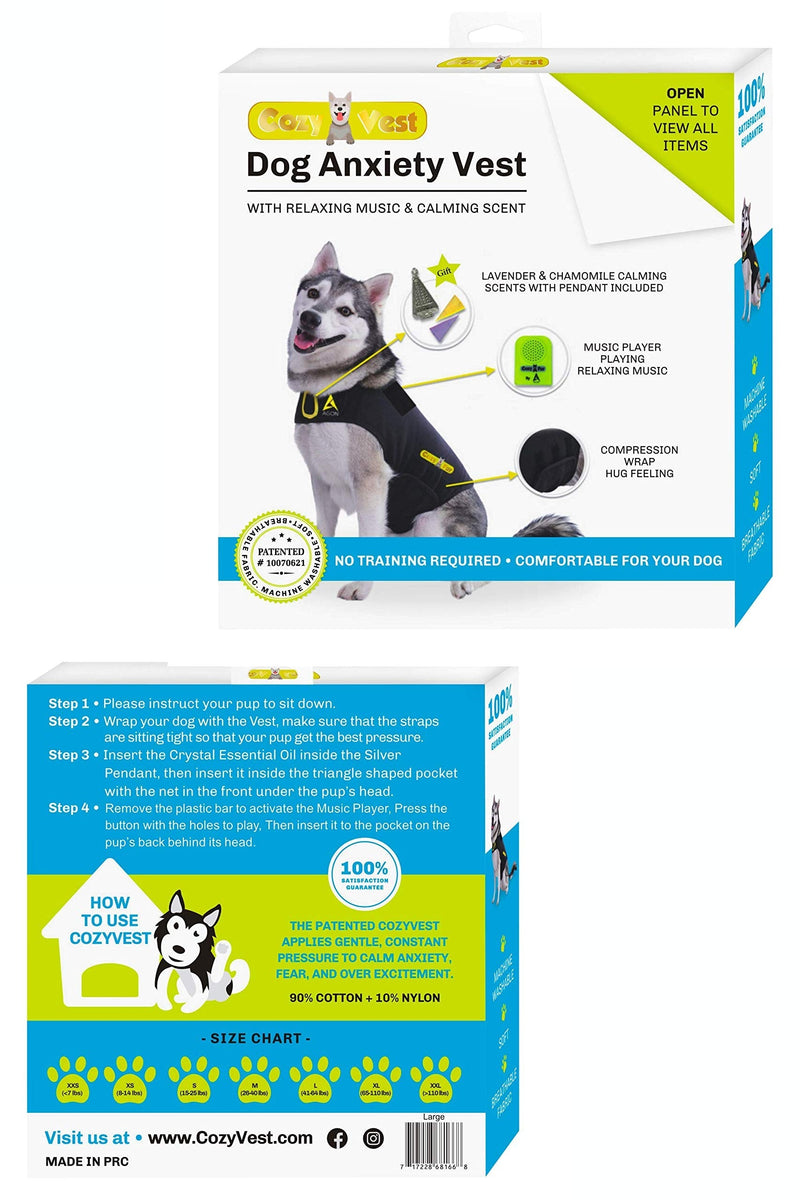 CozyVest® Dog Anxiety Vest 3-in-1 Music & Aromatherapy Shirt, Relaxing Sound & Essential Oil Scent Jacket, Fireworks Thunder Separation & Thunderstorm Canine Stress Relief Coat (Gray, XL [65-110 Lbs]) XL [65-110 Lbs] Gray - PawsPlanet Australia