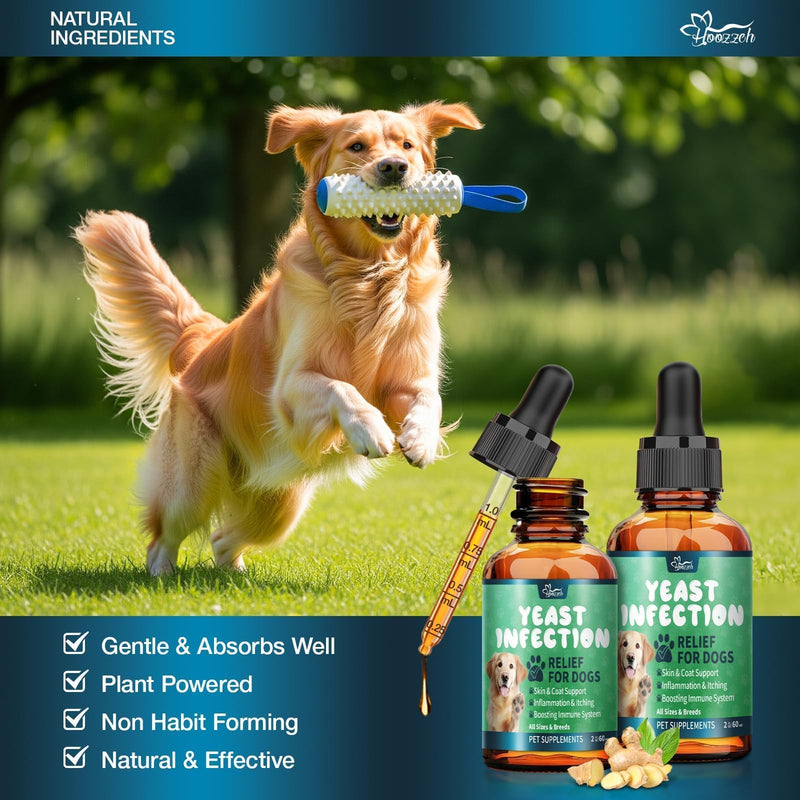 Yeast Infection Treatment for Dogs,Dog Ear Infection Treatment,Itchy Ear,Skin,Paws&Relief-Reduces Inflammation&Relieves Irritation,Dog Supplement Drops with Multivitamins Probiotics,60ml(1 Pack) Pack of 1