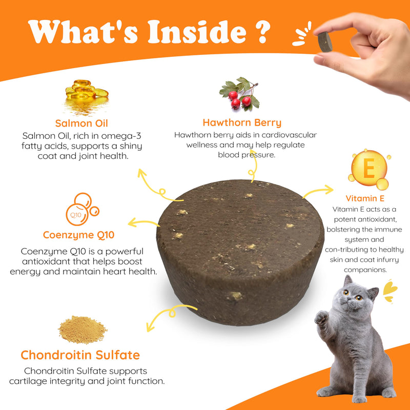 Cardio Chews for Cats - Advanced Cardiovascular Care - Heart Health & Circulation Support with Salmon Oil, Taurine, CoQ10 & More - Feline Supplement for Optimal Cardiac Function (Salmon) - BeesActive Australia