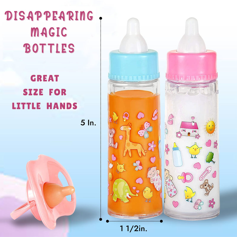 My Sweet Baby Disappearing Magic Bottles - Includes 1 Milk, 1 Juice Bottle with Pacifier for Baby Doll (Colorful) Colorful - BeesActive Australia