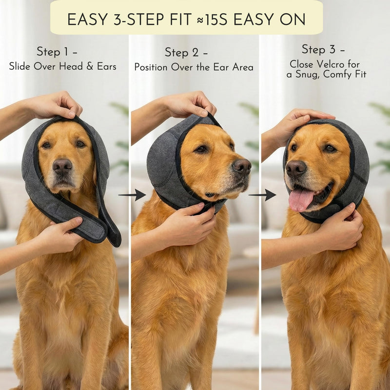 No-Shake Ear Wraps for Dogs: Breathable Bonnet to Stop Shaking & Aid Aural Hematoma Recovery - Post-Surgery Bleeding Protection for Golden Lab & Shepherd Large Breed