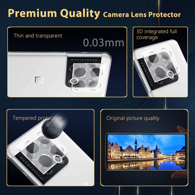2+2 Pcs For OnePlus 10 Pro Screen Protector Tempered Glass 2 Pcs+ Camera Lens Protector 2 Pcs, 9H Hardness, Support Fingerprint Sensor, Bubble Free, HD Film for OnePlus 10 Pro 5G, Transparent 6.7 inch-OnePlus 10 Pro(GLASS) - BeesActive Australia