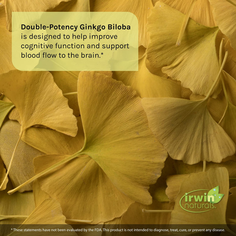 Irwin Naturals Double-Potency Ginkgo Biloba 240mg Extra Strength Brain Health Supplement - Enhance Memory, Mental Focus, Alertness, Concentration & Herbal Energy Booster - 60 Liquid Softgels 1