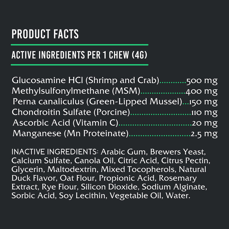FIDELIS Joint Support Plus+ Hip & Joint Supplement for Dogs, Glucosamine for Dogs, Chondroitin Dog Treats, Vitamin C, Omega Fatty Acid, MSM, Adult, Big & Small, Made in USA, Duck Flavor, 60 Soft Chews Joint Plus+