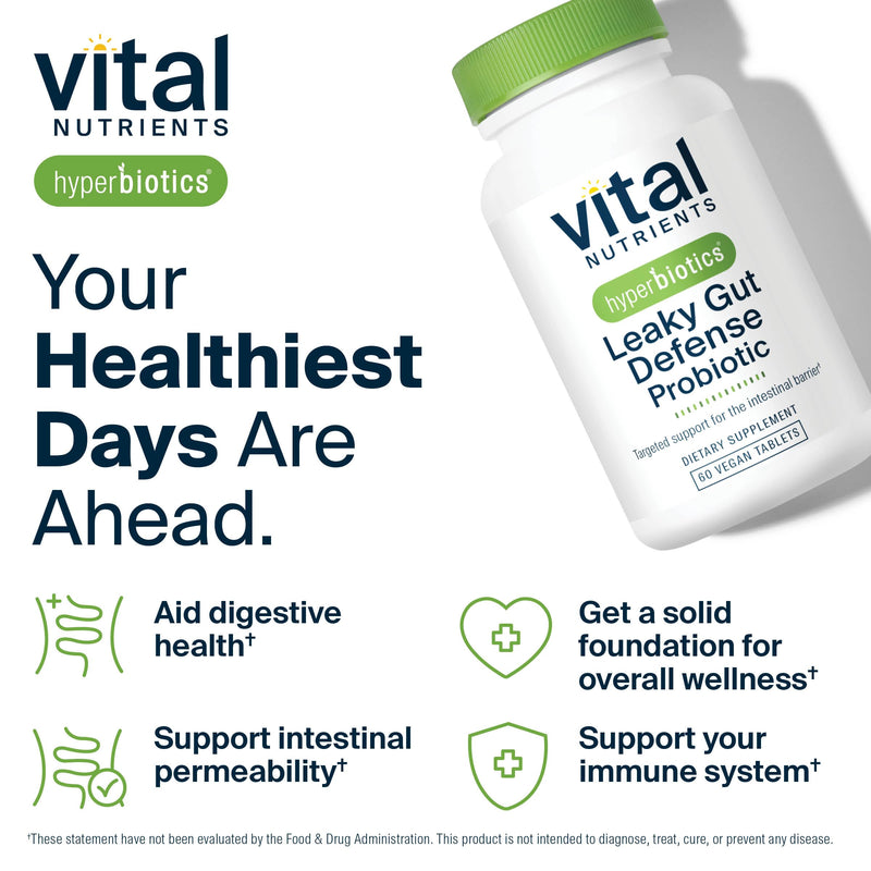 Hyperbiotics Vital Nutrients Leaky Gut Repair Supplement Probiotic | Science Backed Formula Strengthens Intestinal Barrier and Gut Health | Reduces Digestive Discomfort | 60 Vegan Count