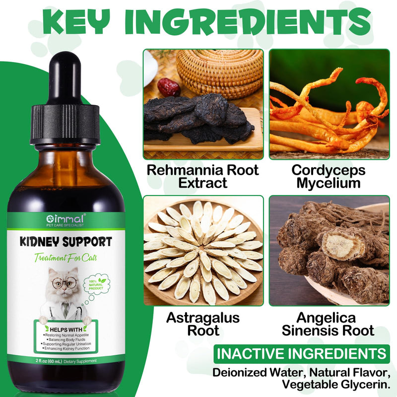 Kidney Support for Cats, Cat Kidney Treatment Support Normal Kidney Function, Increase Immunity, Herbal Supplement Supports Healthy Kidney Function, 60ml