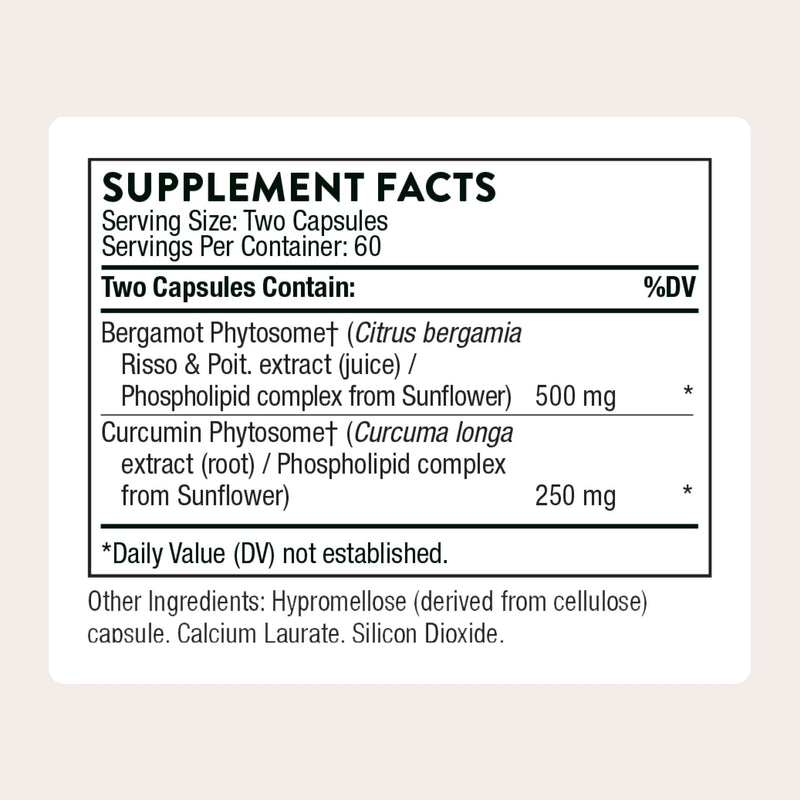 THORNE Metabolic Health, Bergamot & Curcumin Phytosome, 120 Capsules | Weight Management Supplement, Supports Healthy Fat Metabolism to Promote a Healthy Liver*, NSF Contents Certified