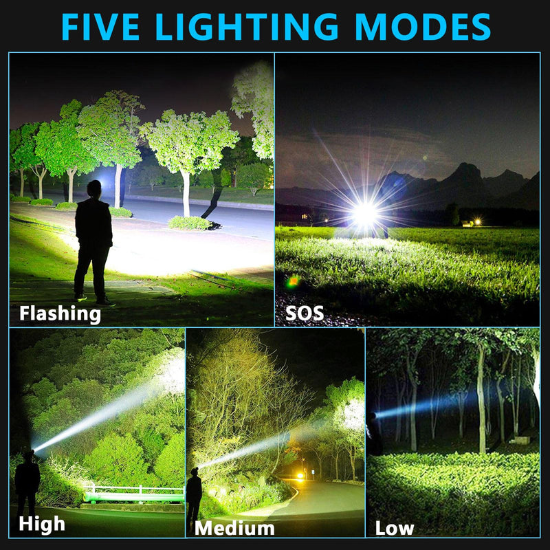 AMAKER LED Rechargeable Headlamp, High Lumens Super Bright with 5 Modes & IPX7 Level Waterproof USB Rechargeable Zoom Headlamp, 90° Adjustable for Outdoor Camping, Running, Cycling, Climbing MR-AG