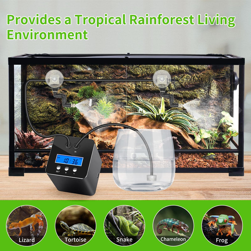Reptile Mister System, Reptile Humidifier for Terrariums, auto Mister with 2 Spray Nozzles for Reptiles，Snakes,Frogs,Plants - PawsPlanet Australia