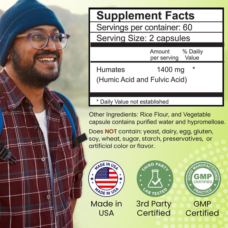 Fulvic Humic Mineral Blend of Plant-Sourced Trace Minerals, Electrolytes, Gut Health, Cognitive & Immune Support, Pure Vitality Formula for Strength - 120 Capsules 120 Count (Pack of 1)