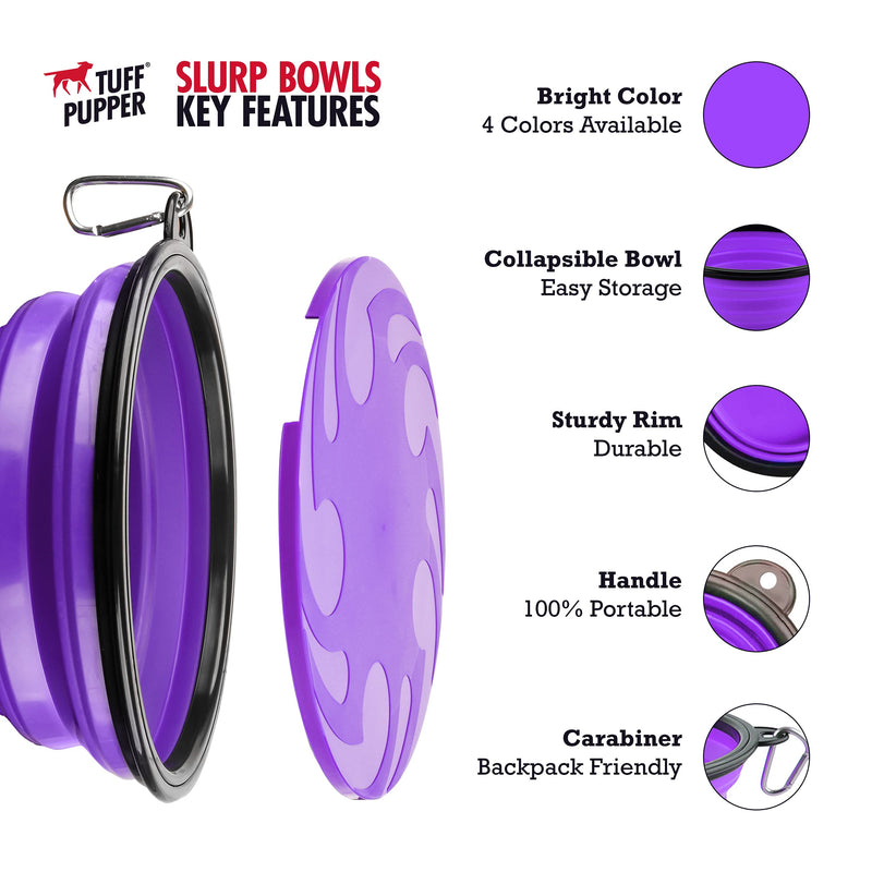 Tuff Pupper SuperBigSlurp Collapsible Dog Bowls, Extra Large Capacity, Portable, Food Safe, Odorless, Non-Toxic Silicone Ultra Violet XXL (100oz) - BeesActive Australia