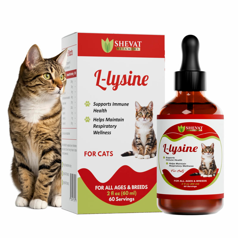 L-Lysine Liquid Supplement for Cats – Immune & Respiratory Support – Supports Eye Health, Sneezing & Runny Nose – 60ml Liquid Drops – Roast Chicken Flavor