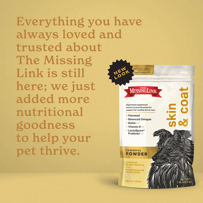 The Missing Link Skin & Coat + Probiotics Supplement 1lb Bag 2/Pack - Powerful Superfood Powder for Dogs Supports Healthy Skin & Glossy Coat, Promotes Hair Growth - PawsPlanet Australia