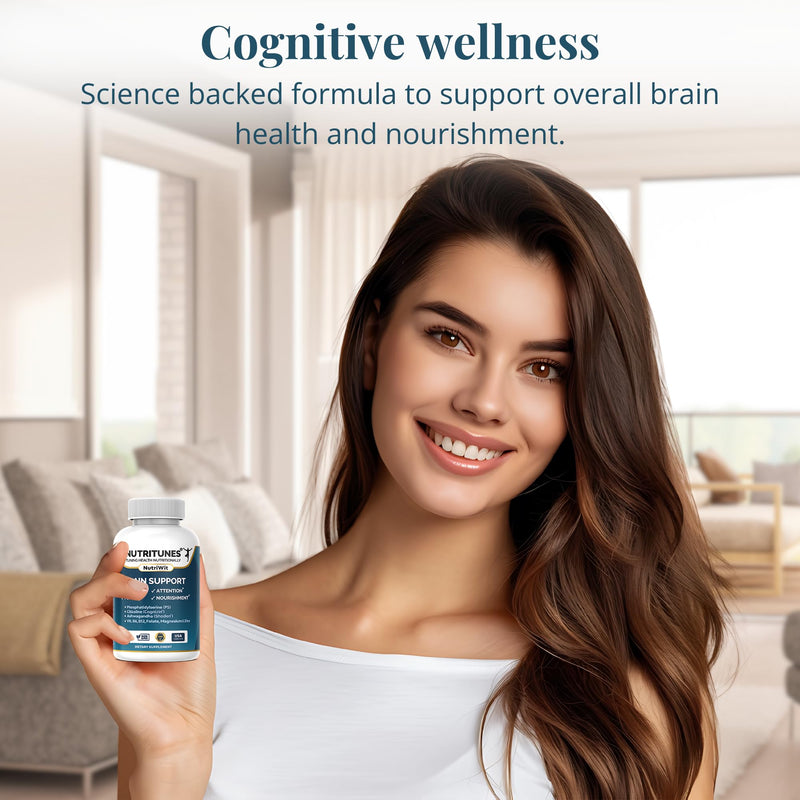 NutriWit Brain Health Supplement - 60 Capsules | Features Cognizin Citicoline, Shoden Ashwagandha, Phosphatidylserine, B Vitamins, Magnesium, and Zinc Blend