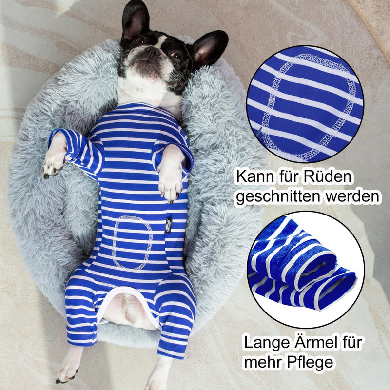 Axcimond Op Body Dog Long-Sleeved Dog Bodysuit After Surgery for Small Medium Dogs Castration Dog Female Male Puppy Pajama Bodysuit After Surgery Dog Wound Protection Anti Leak Operation Body Dog M Blue - BeesActive Australia