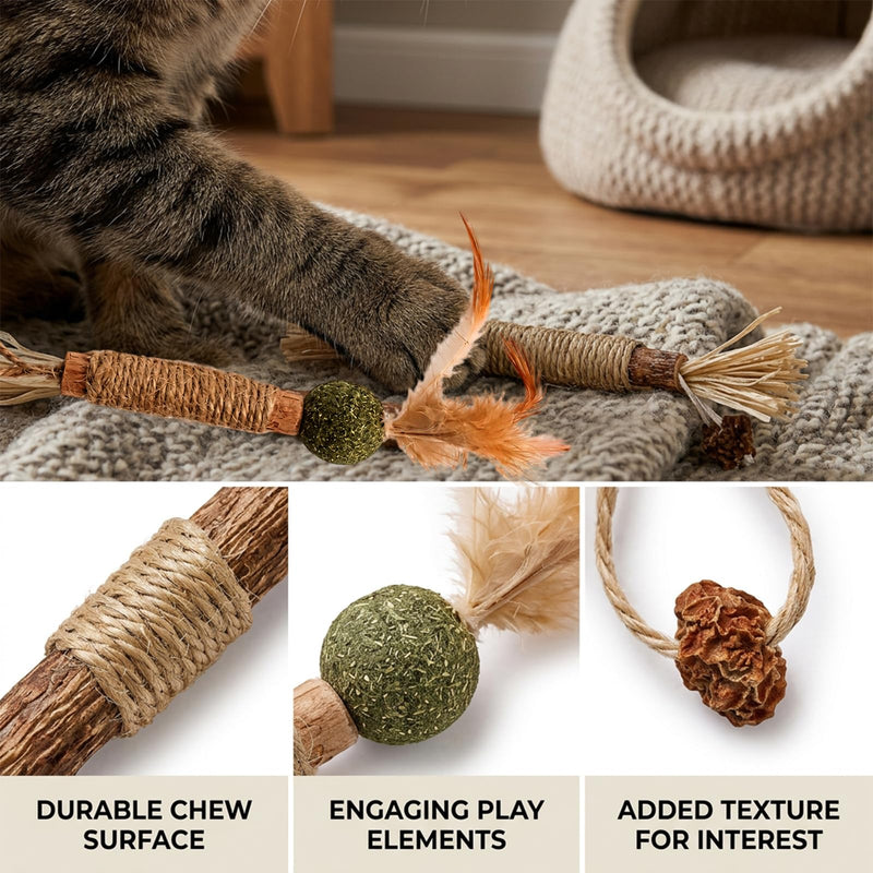 XZSKD 6pcs Silvervine Chew Sticks for Cats, Cat Dental Treats with Natural Silver Vine, Dental Care Solution for Indoor Cats, Six Chew Sticks for Teething Kittens and Adult Cats