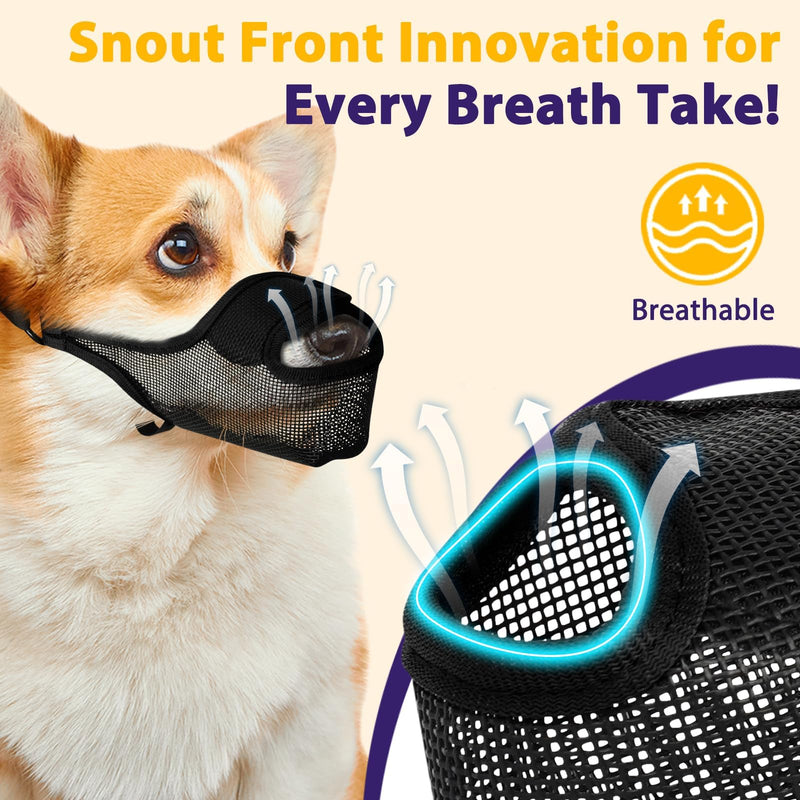 SHUOHONG Dog Muzzle, Nylon Mesh, Breathable and Comfortable, Muzzle for Large Dogs with Adjustable Straps, Muzzle for Medium Dogs, Muzzle for Small Dogs, Muzzles for Dogs (Black-L) Black-L - BeesActive Australia