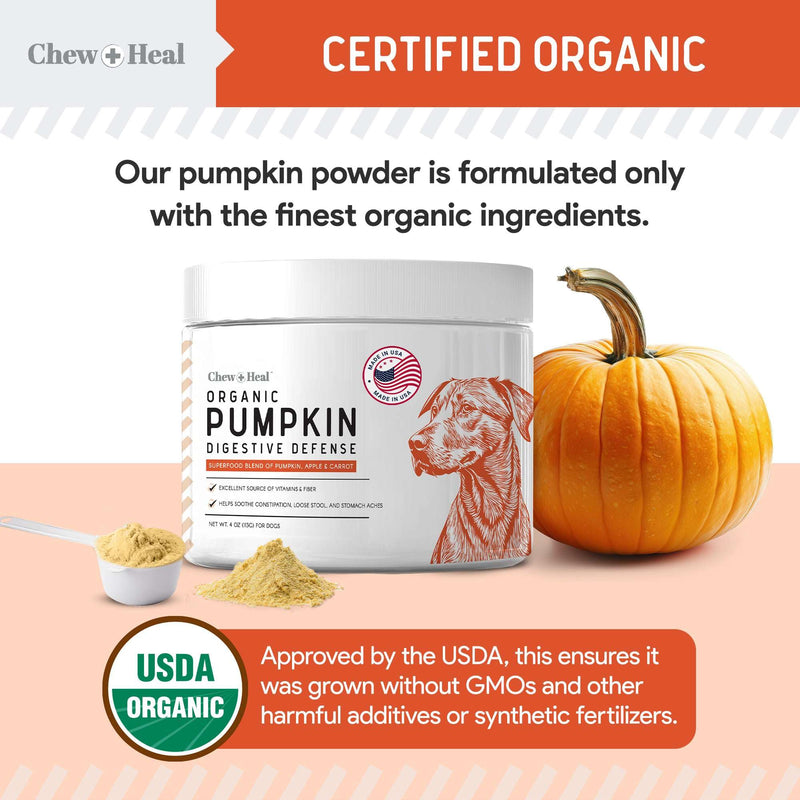 Organic Pumpkin Powder for Dogs - 4 oz of Pumpkin for Dog Digestion with 5cc Scoop - Made with Pumpkin, Apple, and Carrots - Made in The USA - BeesActive Australia