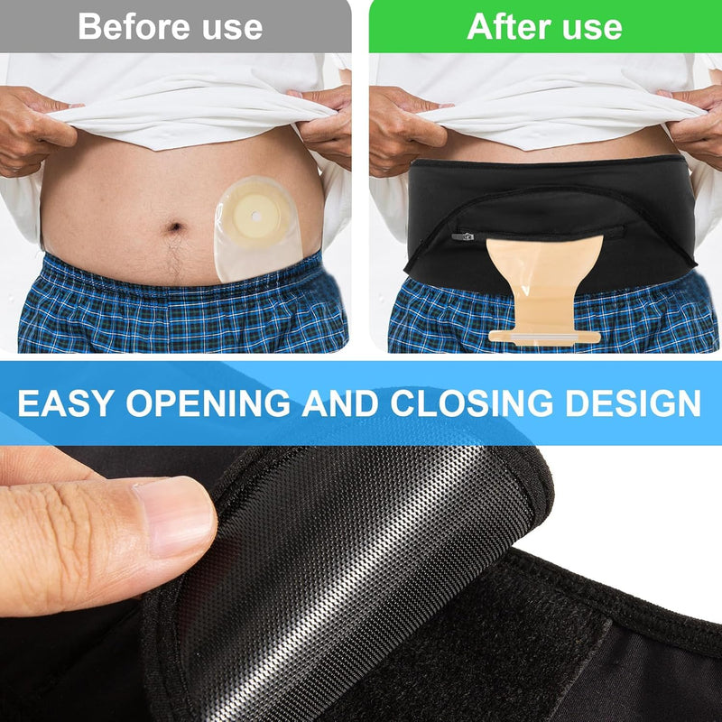 Ostomy Belt | Ostomy Bag Cover | Ostomy Wrap for Sport & Swimming | Ostomy Support Belts for Men & Women | Colostomy Bag Cover | Inner Pocket to Hold Ostomy Pouch | Ostomy Supplies-L Black Large - BeesActive Australia