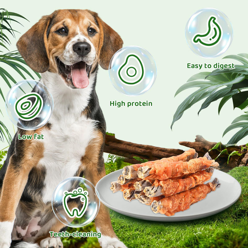 Chicken Wrapped Cod Skin Dog Treats, 45% Real Chicken & 45% Fish Skin - High Protein Omega-3 Dog Chews for Skin & Coat Health - Rawhide Free, Training Snacks for All Breeds 8 oz Chicken Wrapped Cod Skin Sticks 8 Ounce (Pack of 1)