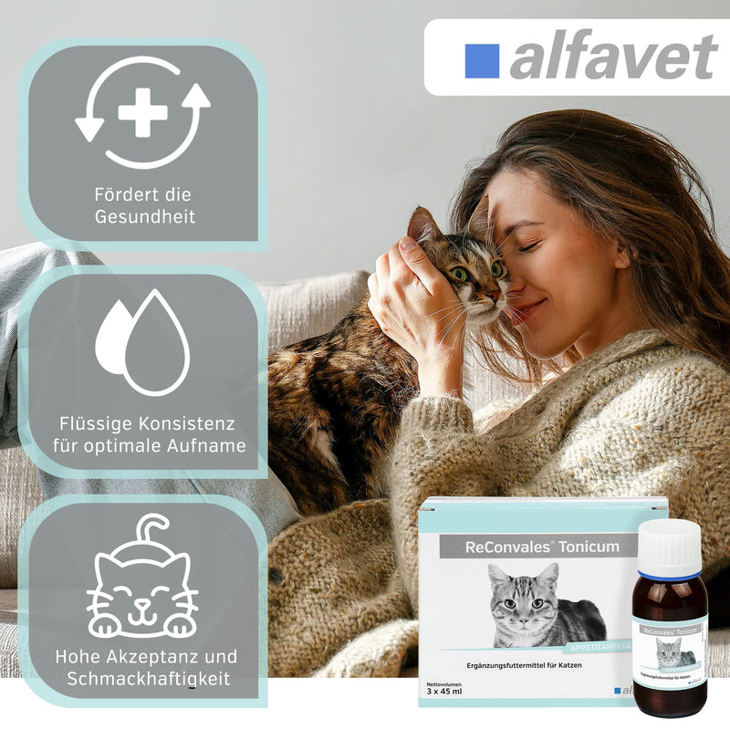 alfavet ReConvales Tonicum Cat Liquid Supplement (3 x 45 ml) – Nutritional Support for Cats – Appetite & Recovery Tonic 45 ml (3er Pack)