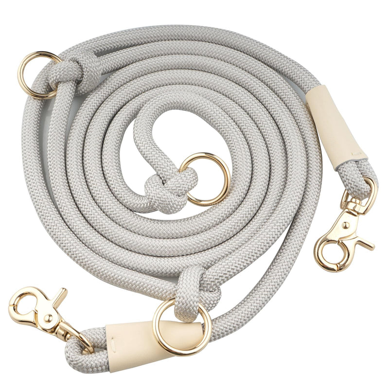 8.5ft Multifunctional Hands Free Nylon Rope Waist Dog Leash, Adjustable Shoulder Crossbody Walking Lead 8.5ft x 10mm Light Grey