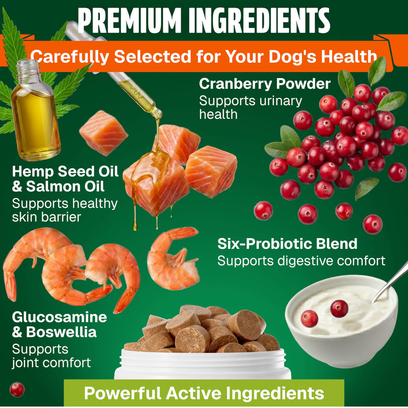 Dog Vitamins and Supplements 250 Chews - 26 in 1 Dog Multivitamin Soft Chews with Glucosamine, Chondroitin, Probiotics, Omega 3 - Hip & Joint, Skin & Coat, Immune Support - Chicken Flavor