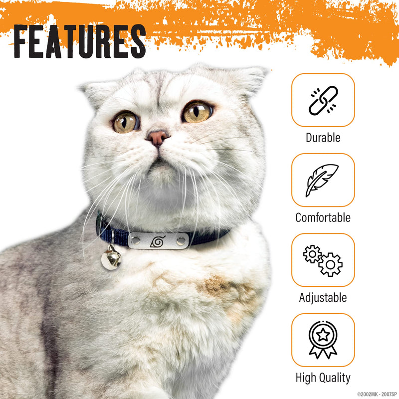 Naruto Cat Collars for Girl Cats, Boy Cats & Small Kitten Collar with Bell | Officially Licensed Naruto Shippuden Hidden Leaf Village Headband Breakaway Cat Collars for Naruto Gifts (Navy, Ninja) Ninja - Navy - BeesActive Australia