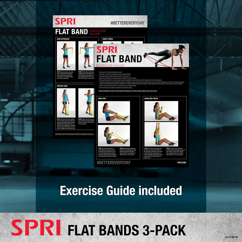 SPRI Flat Bands 3-Pack - Resistance Band Kit Set with 3 Levels of Resistance - Exercise Bands for Strength Training, Flexibility, & Body Workout - Versatile Fitness Tool - Light, Medium, and Heavy - BeesActive Australia