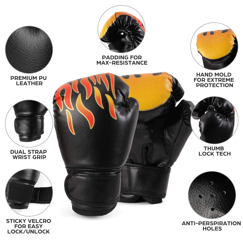Odoland 2-in-1 Kids Boxing Gloves and Punching Mitts Set, Boxing Mitts Focus Pads, Youth Boxing Fight Gloves Equipment for Taekwondo, Kickboxing, Karate, Muay Thai, MMA Training