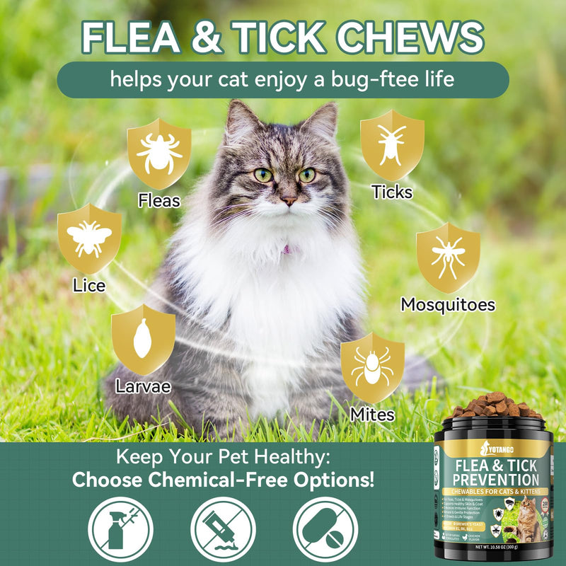 YOTANGO Natural Flea & Tick Support Chews for Cats & Dogs, 2-Pack Bundle for Natural Flea Prevention & Skin Health, 400 Chews Total, Safe & Effective, Plant-Based Formula for All Breeds