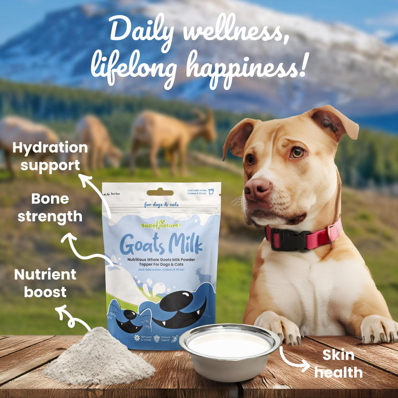 Supernature Goats Milk Powder for Dogs & Cats 250g | 100% Natural Digestive Supplement, Low Lactose, Perfect for Hydration, High in Protein & Calcium, Nutrient Rich Food Topper