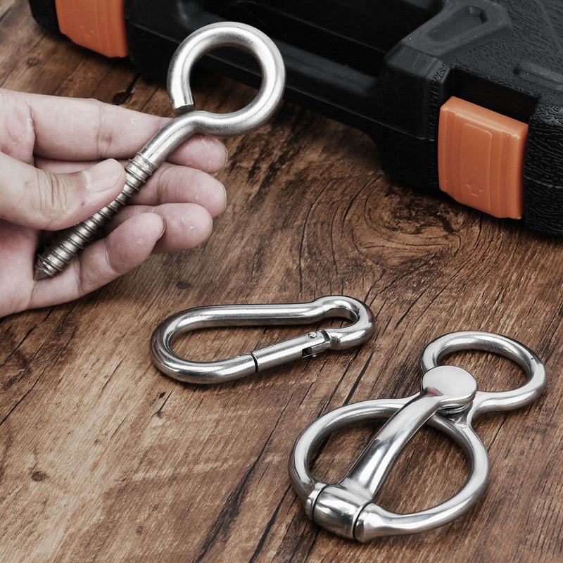 2pcs Horse Tie Ring, Heavy Duty Stainless Steel Tie Ring Horse Training Equipment with Eye Bolt,Quick snap,Humane and Safe Tie Way 2 - BeesActive Australia