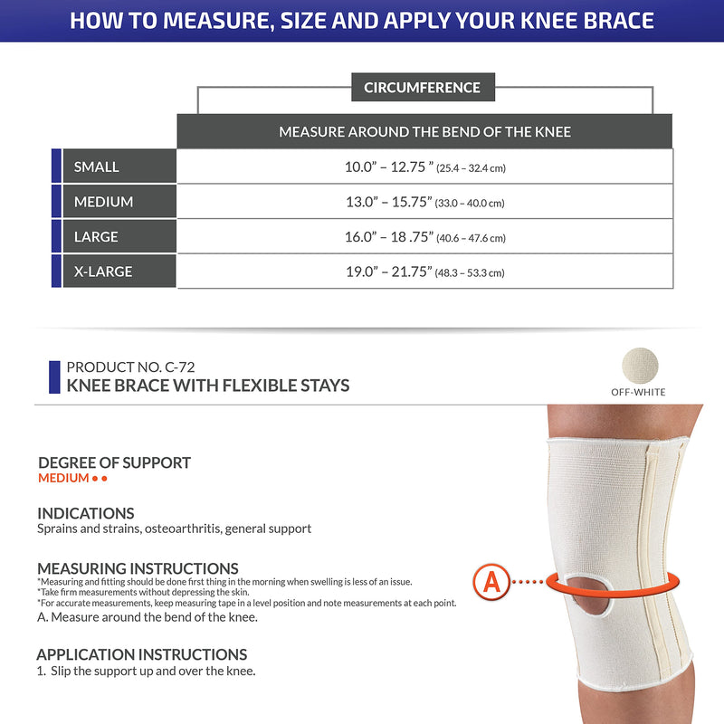CHAMPION Knee Brace Flexible Stays Knit Elastic, White, Large - BeesActive Australia