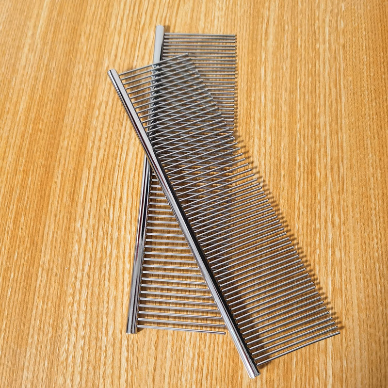 Kopal Long Tooth Metal Combs for Dogs & Cats, 7.3'' x 1.9'' Pet Stainless Steel Grooming Combs, 2-pc 7.3'' x 1.9'' - BeesActive Australia
