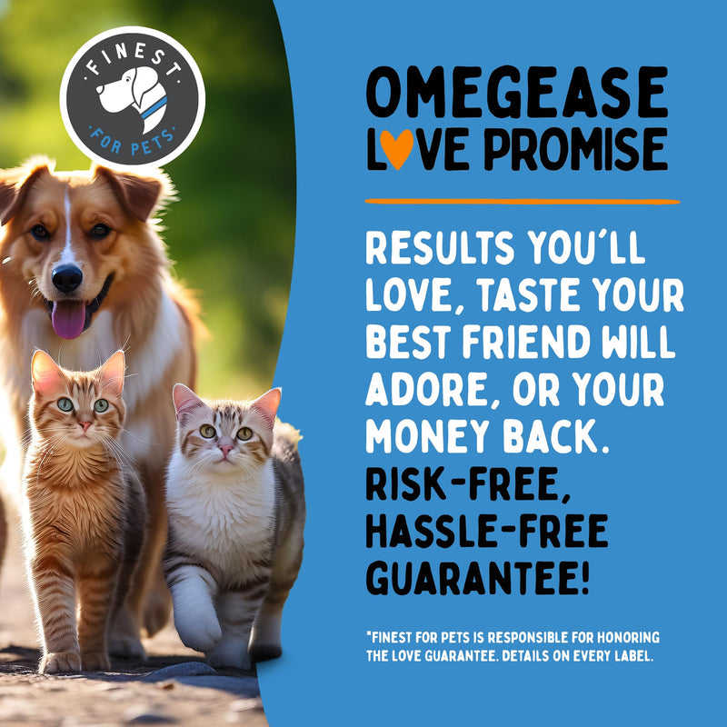 100% Pure Fish Oil for Dogs & Cats (1,545mg Omega 3 per Teaspoon) 8oz. Loaded with EPA & DHA for Joints, Skin & Coat, Itching, Heart & Immune Health. Stronger Than Salmon Oil. Unflavored Omegease. 8 Fl Oz