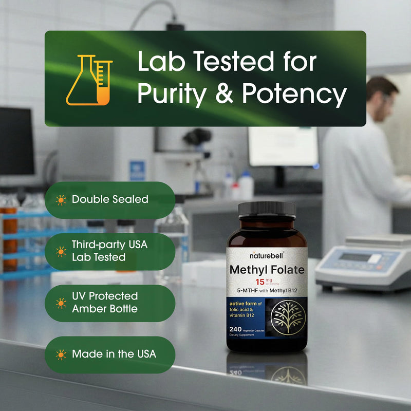 NatureBell Methyl Folate 15mg, 240 Capsules