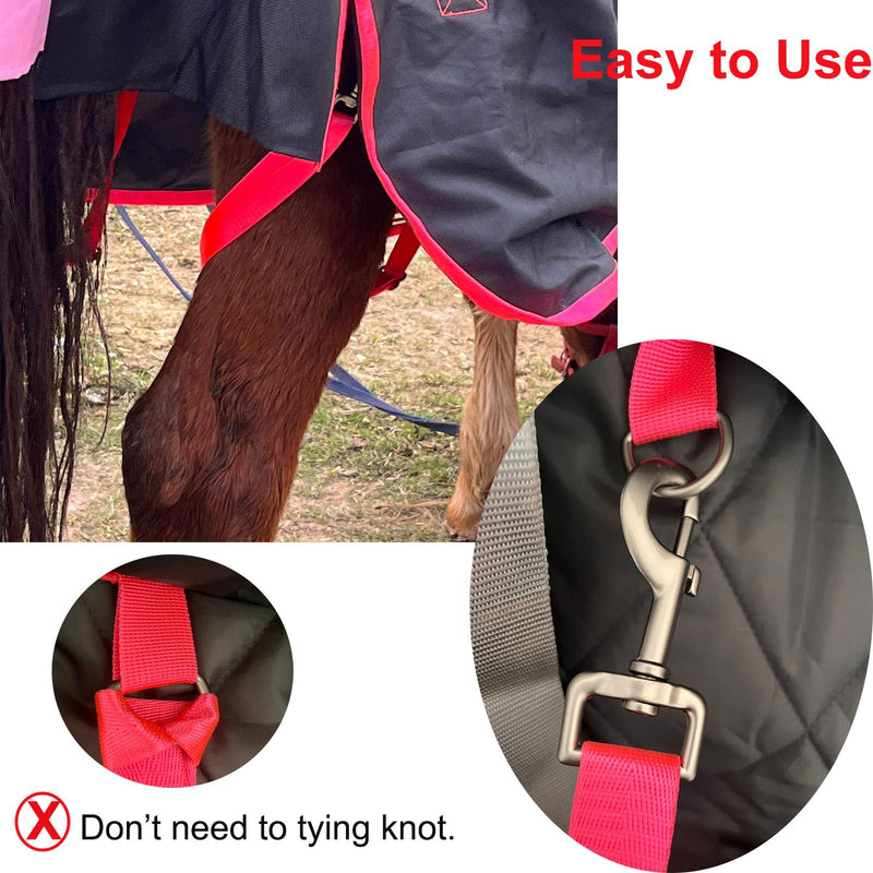 Horse Blanket Sheet Leg Straps， Adjustable Horse Leg Replacement Straps，with Metal Double Swivel Snaps, Adjustable Length from 24 to 42 Inch (Two Side Snaps)，Black 2 PCS Black - BeesActive Australia